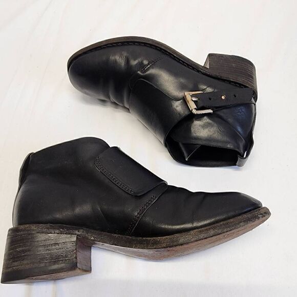 Rag & Bone Black Leather Ankle Booties Buckle Boots Womens Size 7 - Picture 7 of 11
